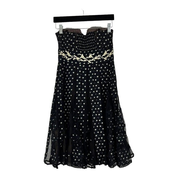 Lithe Anthropologie Womens Size 2 Strapless Embroidered Cocktail Dress - Picture 3 of 4